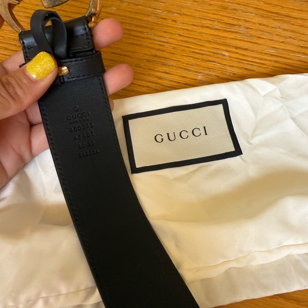 Gucci Black and Gold Women's Belt - Picture 2 of 4